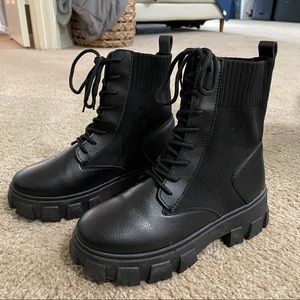 Black combat boots